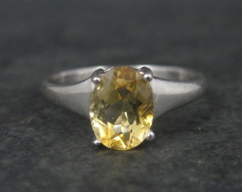 Vintage Sterling Citrine Solitaire Ring Size 8