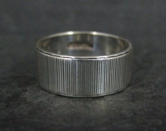 Wide Vintage Mexican Sterling Ribbed Band Ring Size 4.5