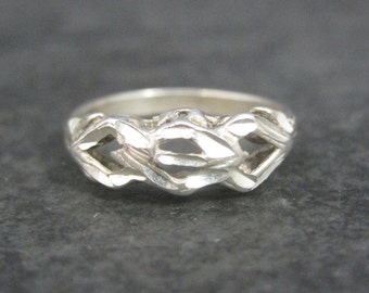 Vintage Sterling Diamond Cut Ring Size 6