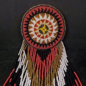 Huge Southwestern 13&quot; Beaded Rosette Hair Clip Barrette Regalia