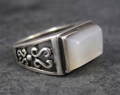 Vintage Sterling Filigree Mother of Pearl Ring Size 6.5
