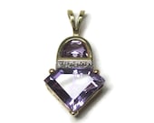 Fancy Cut 14K Yellow Gold Amethyst Pendant