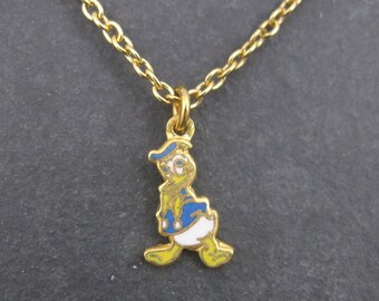 Vintage Donald Duck Pendant Necklace Kids Licensed Disney Enamel