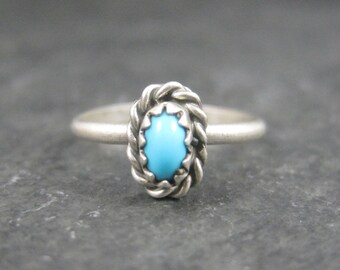 Dainty Southwestern Sterling Turquoise Ring Size 4