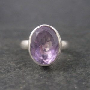 Large Sterling Silver Amethyst Ring Size 7.75