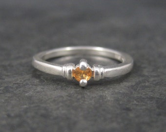 Dainty Vintage Sterling Orange Sapphire Ring Size 6.5