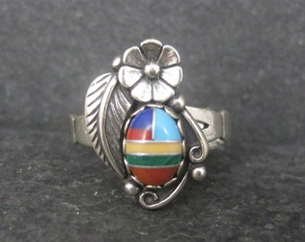 Southwestern Sterling Inlay Feather Ring NOS