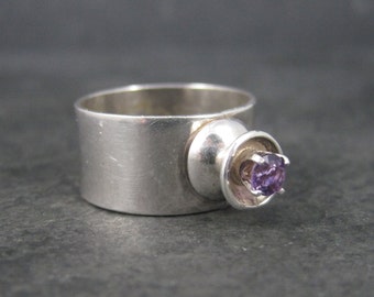 Vintage Sterling High Set Amethyst Ring Size 6.5