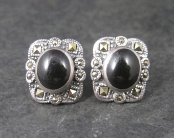 Vintage Sterling Black Marcasite Earrings