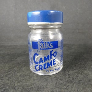 Vintage Falks Camfo Creme Glass Bottle