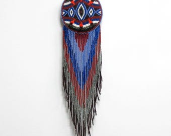 Huge Southwestern 13" Beaded Rosette Hair Clip Barrette Regalia