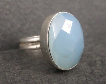 Vintage Sterling Faceted Chalcedony Ring Size 8