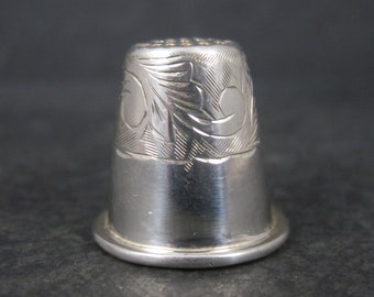 Vintage Sterling Etched Thimble