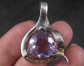Huge Vintage Sterling Amethyst and Citrine Pendant