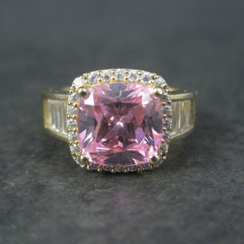 STG SILVER and pink CZ ring