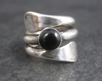 Vintage Sterling Black Wrap Ring Size 7