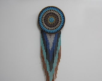Huge Southwestern 13" Beaded Rosette Hair Clip Barrette Regalia