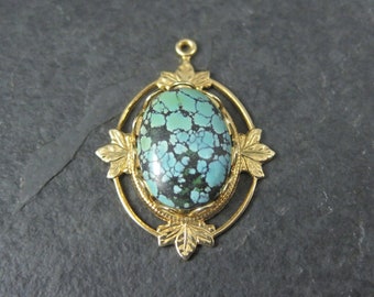 Art Deco Turquoise Charm Pendant Vintage Estate