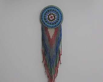 Huge Southwestern 13" Beaded Rosette Hair Clip Barrette Regalia