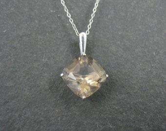 14K Smoky Topaz Solitaire Pendant White Gold