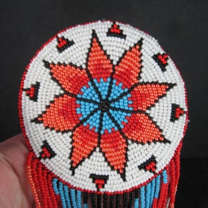 Huge Southwestern 10.5&quot; Beaded Rosette Hair Clip Barrette Regalia