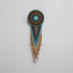 Huge Southwestern 12&quot; Beaded Rosette Hair Clip Barrette Regalia
