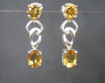 Estate Sterling Citrine Earrings