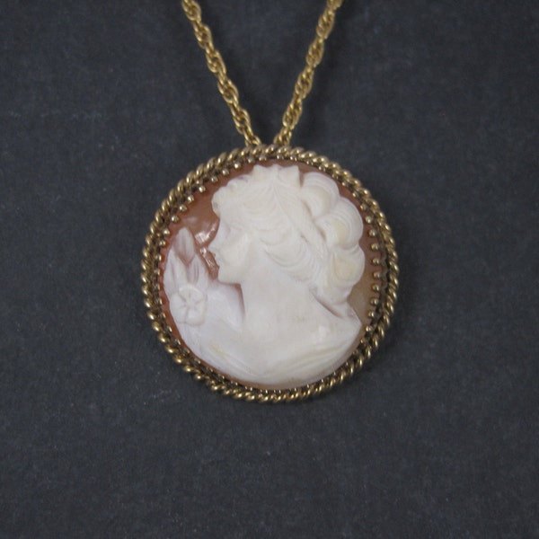 Vintage Carved Shell Cameo Brooch Pendant 12K Gold Filled Winard