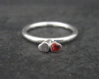 Dainty Stackable Sterling Red Heart Ring Size 7.25