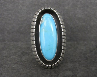 Large Turquoise Shadowbox Ring Size 8