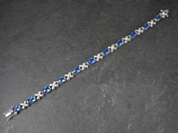 Sterling Faux Sapphire Bracelet 7 Inches - image 3