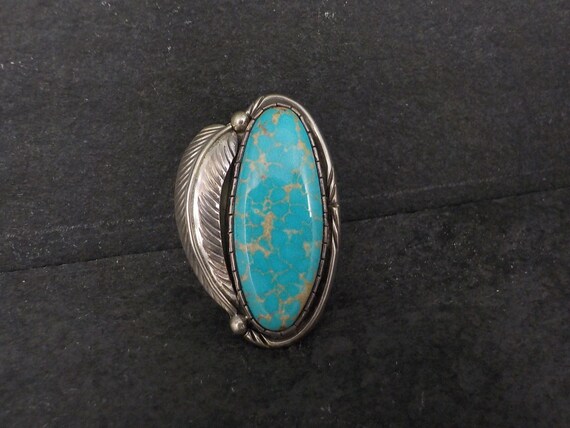 Rare Huge 14k Gold Vintage Navajo Turquoise Nugget Native American Ring Rare Huge 14k Gold Vintage Navajo Turquoise Nugget Native American Ring