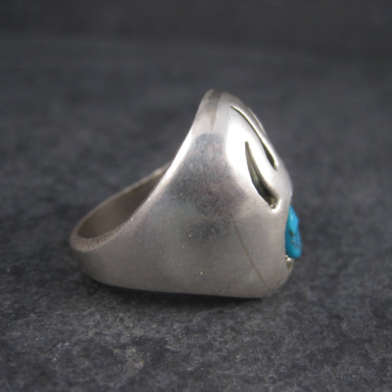 Navajo Sterling Shadowbox Turquoise Bear Paw Ring Size 11