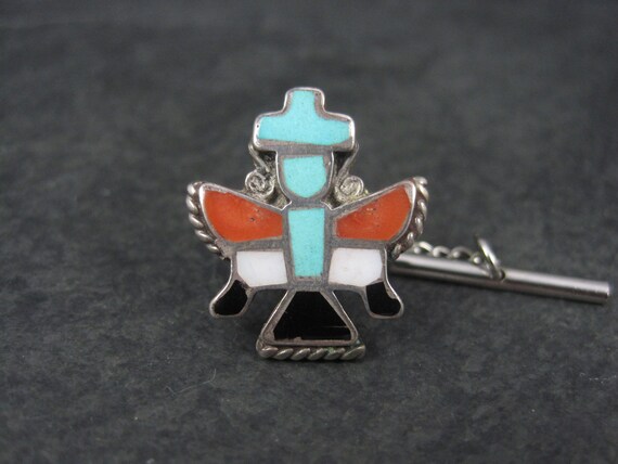 Vintage Sterling Turquoise Coral Inlay Knifewing … - image 7