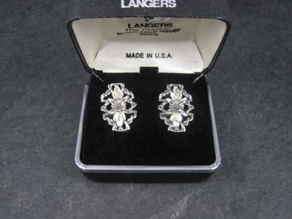 Vintage Sterling Diamond Cut Flower Earrings Lang… - image 7
