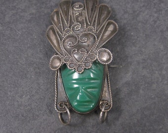 Vintage Mexican Sterling Mayan Mask Brooch AIM