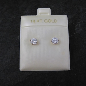 Vintage 4mm Cz Stud Earrings 14K Gold Filled New Old Stock