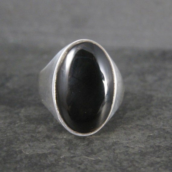 Mens Vintage Sterling Onyx Ring 1970s NOS 11.5 & 1