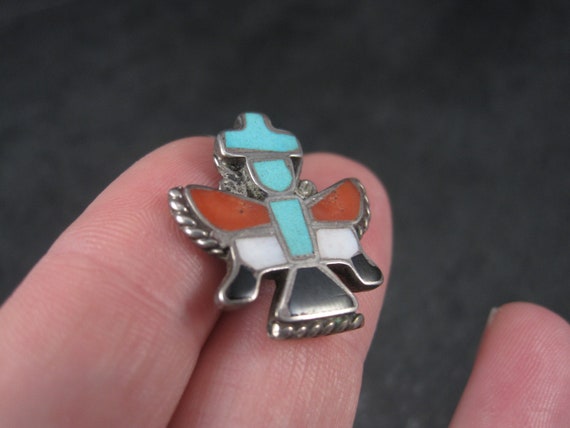 Vintage Sterling Turquoise Coral Inlay Knifewing … - image 6