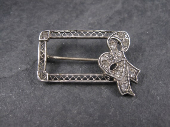 Antique Sterling Paste Diamond Bow Brooch - image 7