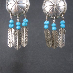 Estate Southwestern Sterling Concho Feather Earrings image 3