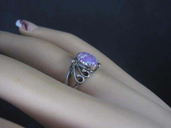 Southwestern Sterling Pink Opal Ring Size 8 - image 9