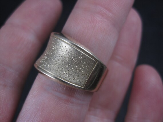 Wide Vintage 18K Vermeil Sterling Textured Ring C… - image 8