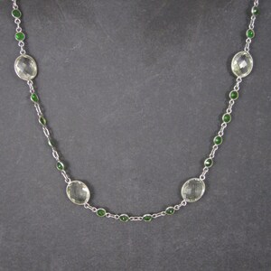 Green Amethyst Chrome Diopside Necklace 17.5 to 18.5 Inches Vintage Sterling Silver