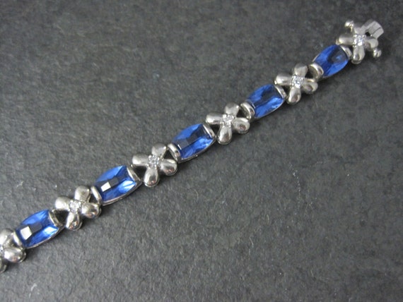 Sterling Faux Sapphire Bracelet 7 Inches - image 5
