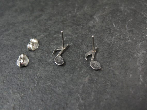Tiny Sterling Semiquaver Stud Earrings Vintage Mu… - image 10