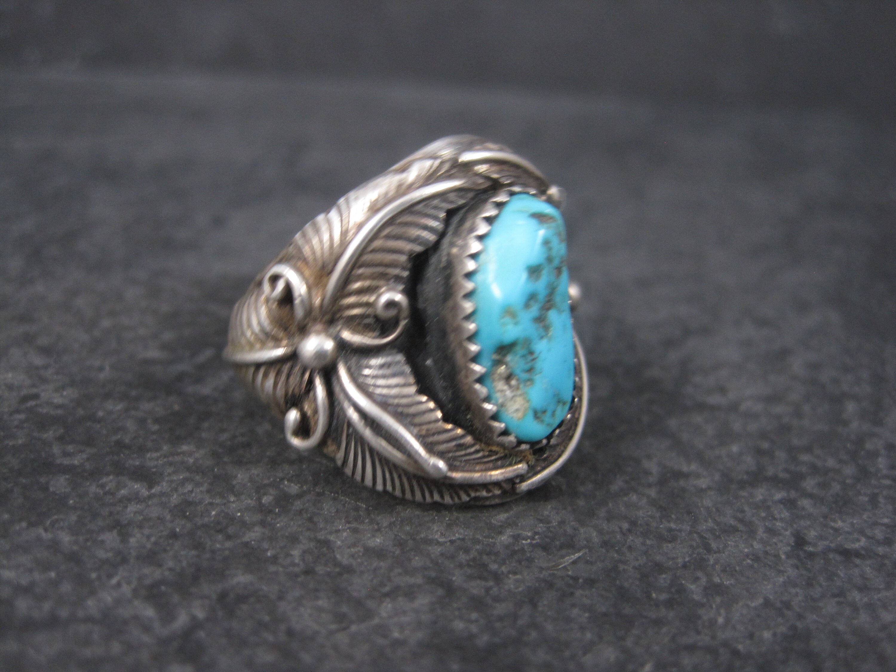 Estate Turquoise Feather Ring Sterling Size 9 - Etsy Canada