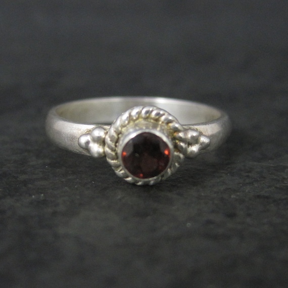 Simple Sterling Garnet Ring Size 7