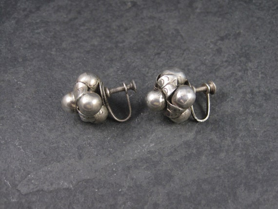 Antique Mexican Sterling Screw Back Earrings - image 7