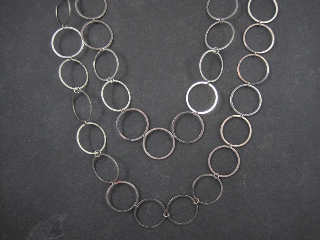 Opera Length Circle Chain Necklace Stainless Steel 50